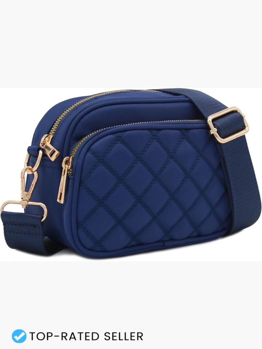 Quilted Nylon Crossbody Bag Wide Strap Adjustable Everyday Casual Chic